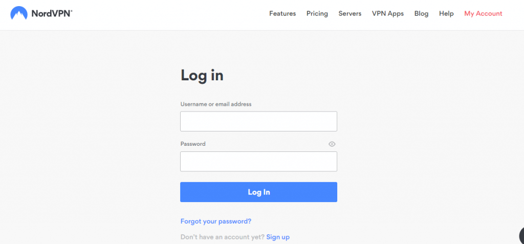 log in to NordVPN